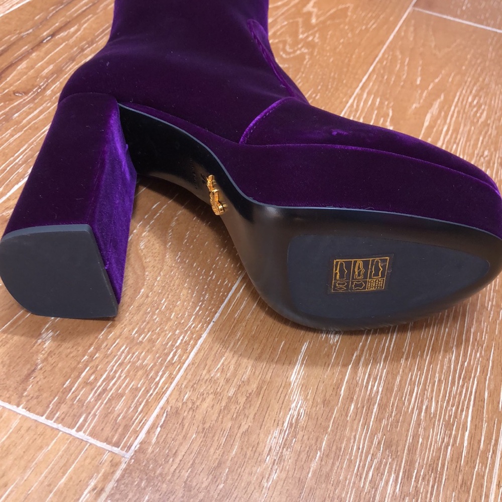 Prada Velvet 115 Magenta Platform Ankel Boots - 6 - Picture 10 of 15